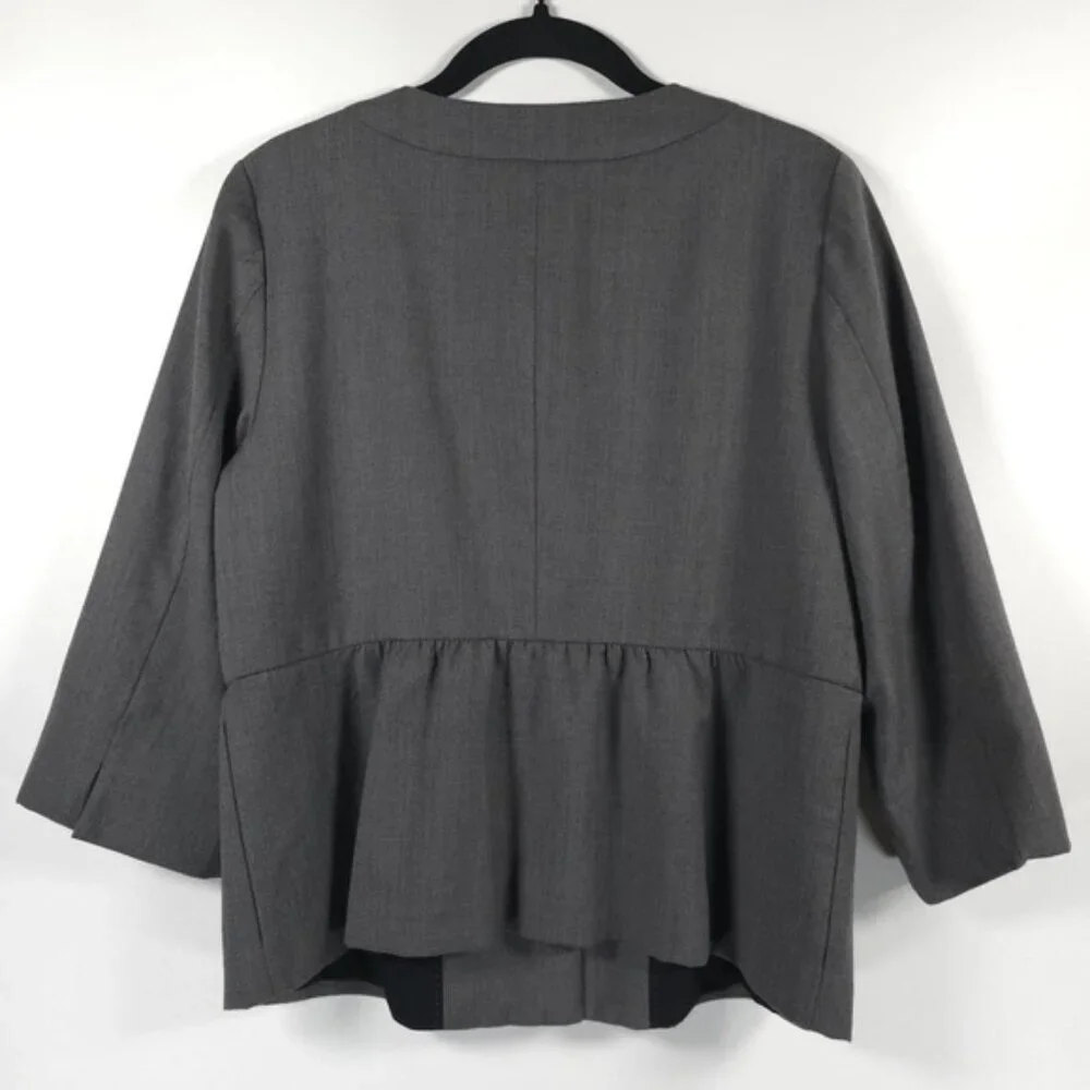 J. CREW SUITING 100% WOOL Hidden Button Jacket‎ Peplum Blazer Coquette Size 12